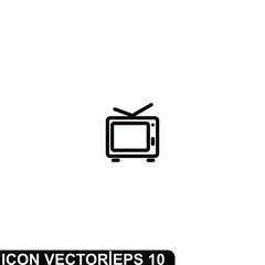 Simple Icon TV Vector Illustration Design. Outline Style, Black Solid Color.