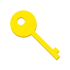 Flat key icon. Vector illustration. Creative pictogram. Yellow color drawing