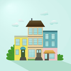 Obraz na płótnie Canvas Multi-colored houses. Cityscape. 