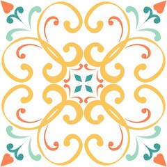 Tile seamless pattern design. With colourful motifs background.
