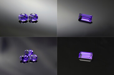 Natural violet purple loose oval square faceted custom cut clean flawless unheated iolite gemstone...