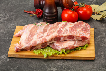 Raw pork ribs for cooking