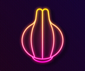 Glowing neon line Onion icon isolated on black background. Vector