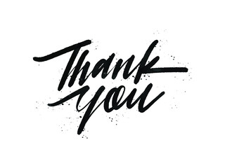 Thank you. Hand written lettering isolated on white background.Vector template for poster, social network, banner, cards.