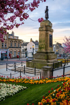 Barnsley Town Hall Memorial Garden With Colorful Spring Flowers