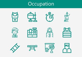 Premium set of occupation line icons. Simple occupation icon pack. Stroke vector illustration on a white background. Modern outline style icons collection of Bellboy