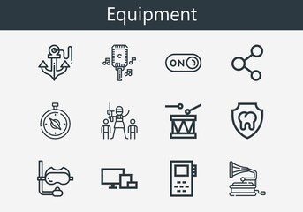 Premium set of equipment line icons. Simple equipment icon pack. Stroke vector illustration on a white background. Modern outline style icons collection of Gramophone