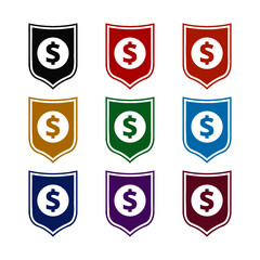 Guaranty shield icon isolated on white background color set