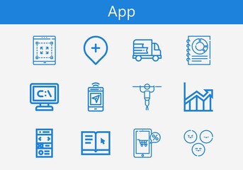 Premium set of app line icons. Simple app icon pack. Stroke vector illustration on a white background. Modern outline style icons collection of Learning, Satisfaction, Online shop