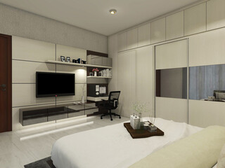 Television cabinet and wooden wardrobe clothes for interior bedroom