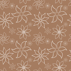 Abstract fantasy flowers seamless pattern background. Stylized geometric floral motifs endless texture. Simplified editable repeating surface design. Flat boundless ornament for fabric or gift paper