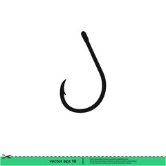 fish hook bait icon vector illustration logo template