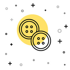Black line Sewing button for clothes icon isolated on white background. Clothing button. Random dynamic shapes. Vector