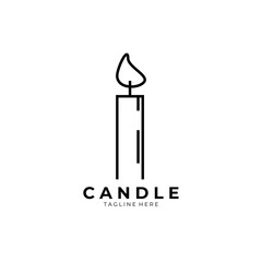 Candle logo line art vector illustration design