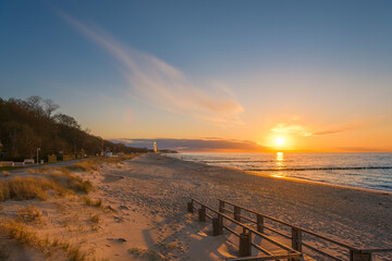 Naklejka premium Sonnenaufgang, Sonnenuntergang an der Ostsee im Ostseebad Kühlungsborn