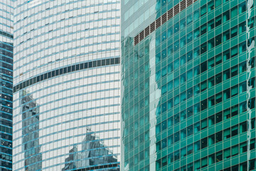 Business skyscrapers and modern office buildings of Moscow City against the sky with sunlight. Business and economics background 