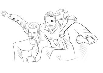 Three men. Friends. Friendship.