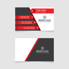 business card template. Creative and modern business card design. Stylish stationery design. Vector modern abstract clean and simple business card template, Flat black and red business card template.
