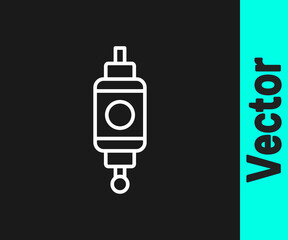 White line Chinese paper lantern icon isolated on black background. Vector