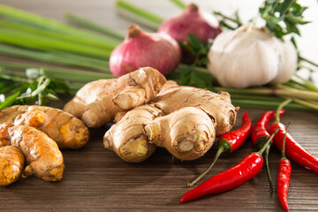 Some of the cooking ingredients for Curry.