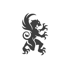 Fototapeta na wymiar Heraldic lion isolated on white background vector icon