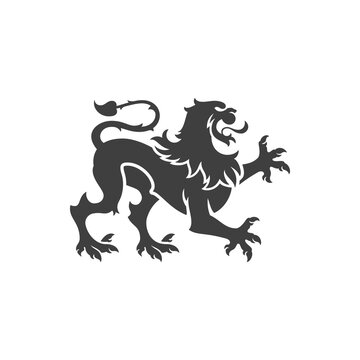 Heraldic lion isolated on white background vector icon