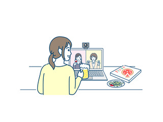 勉強する大学生 若い女性 資格の勉強 イラスト素材 Wall Mural Senryu