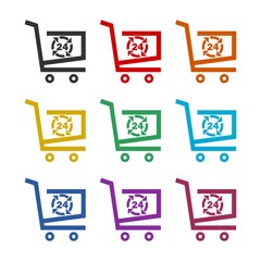 Shopping cart icon isolated on white background color set