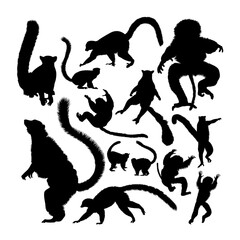 Lemur animal silhouettes. Good use for symbol, logo, icon, mascot, sign, or any design you want.