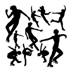 Male ice skating silhouettes. Good use for symbol, logo, icon, mascot, sign, or any design you want.