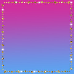 Gold shiny stars glitter textures, gradient background for congratulatory and invitation card, scrapbooking. Template blank, layout.