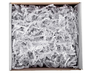 packing wood shavings chips recycled paper white in  box carton