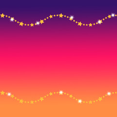 Gold shiny stars glitter textures, gradient background for congratulatory and invitation card, scrapbooking. Template blank, layout.