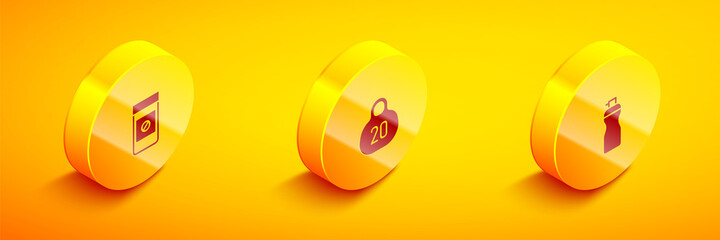 Set Isometric Anabolic drugs, Kettlebell and Fitness shaker icon. Vector