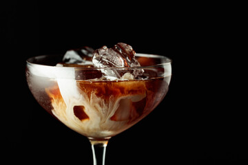 Iced coffee with natural ice and cream.