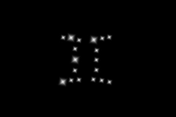 Gemini zodiac sign composed of shining stars on black background