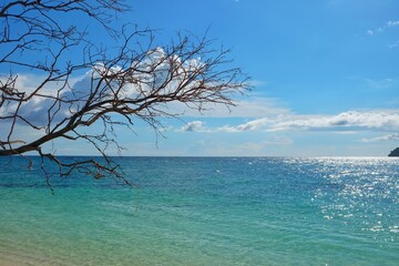 Beautiful green turquoise sea against blue sky