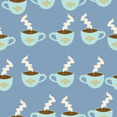 Coffee love concept. seamless pattern of cups with coffee. Vector illustration. 
