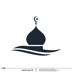 mosque islamic icon vector illustration simple design element