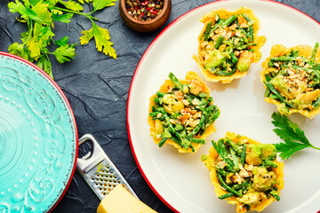 Cheese basket filled with vegetables and nuts