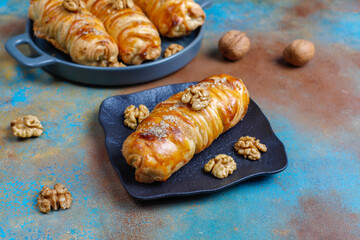 Delicious homemade walnut rolls.