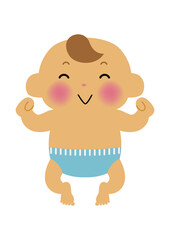 おむつの赤ちゃんのイラスト-新生児。
人物のイラスト素材。
