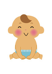 おむつの赤ちゃんのイラスト-新生児。
人物のイラスト素材。
