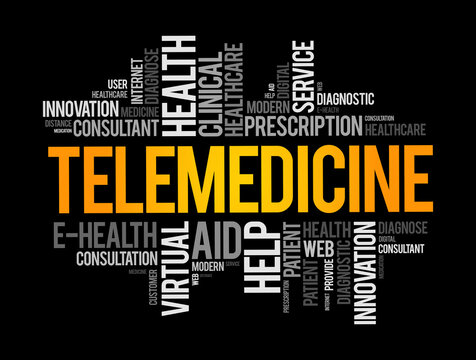 Telemedicine word cloud collage, health concept background