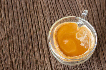 Dirty Coffee, A glass of cold milk mixed topped with hot espresso shot