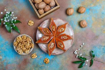 Traditional Azerbaijan holiday Novruz sweets pakhlavas.