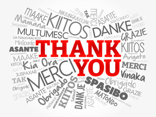Thank You word cloud in different languages, concept background