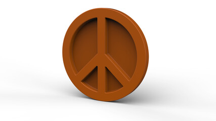 3d orange peace symbol on white background