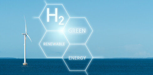 Getting green hydrogen from renewable energy sources. Concept	
