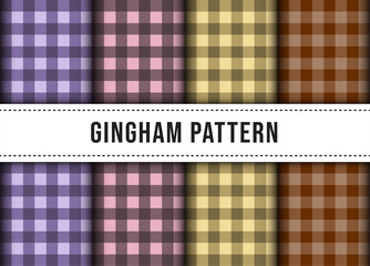 Set collection of checkered gingham line tablecloth seamless pattern. Premium Vector